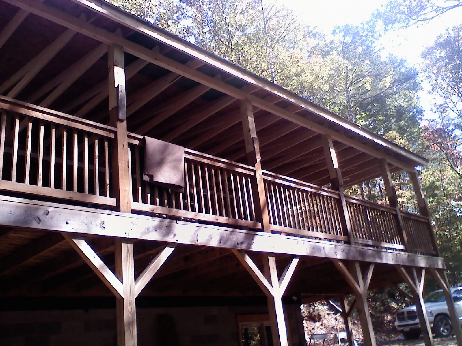 Timber framing under a new elevated porch and deck — Roof Leak Repair in Walkertown by Roofing Brothers